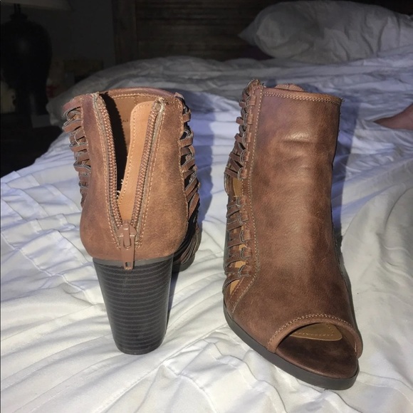 Open Toe Leather Booties - Picture 4 of 6